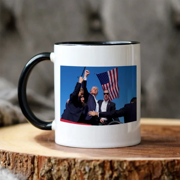 Trump Rally Shooter Coffee Mug -Trump 2024 Novelty Cup Funny Coffee Mug Gift Premium White Coffee Mug