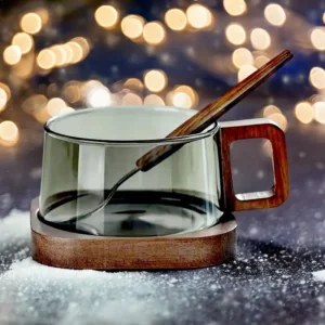 200ml American Latte Glass Coffee Mug With Wooden Tray Spoon Heat-resistant Milk Tea Cup Fresh Ground Coffee Cup Mug Trump  Dad