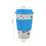 Newl Reusable Bamboo Fibre Coffee Cup Creative Fashion Coffee Tea Mug Wheat Straw Travel with Silicone Lid Mugs 400ml