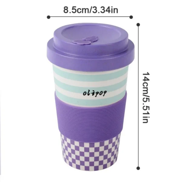 400ml Coffee Cups With Lids Bamboo Fiber Eco-friendly Reusable Coffee Cup Dishwasher Safe Coffee Mug Portable Travel Cups