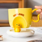 330ML Cartoon Cute Dinosaur Mug 3D Litter Dragon Ceramics Mug Tea Coffee Cup Breakfast Milk Cup Phone Holder Cups Birthday Gift