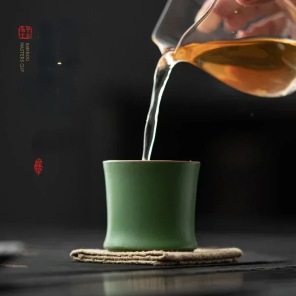 Bamboo Joint Tea Cup Stoneware Green Glaze Master Cup Rising Step By Step Ceramics Creativity Cup