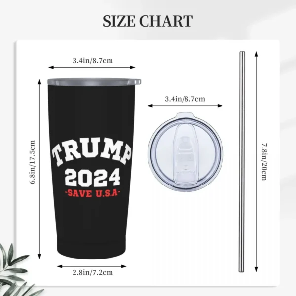 Trump 2024 President Stainless Steel Tumbler Vacuum Insulated Mugs Thermal Cold Cup Straws With Lid 20oz