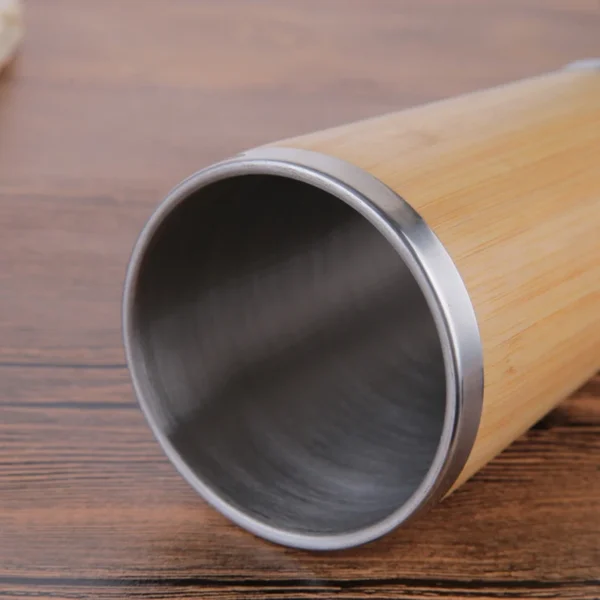 Bamboo Coffee Cup Stainless Steel Coffee Travel Mug With Leak-Proof Cover Insulated Coffee Accompanying Cup Reusable Cup